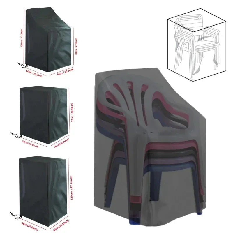 Stacked Chair Dust Cover Storage Bag – Waterproof & Dustproof Outdoor Furniture Protector, Heavy Duty Garden Chair Organizer Cover