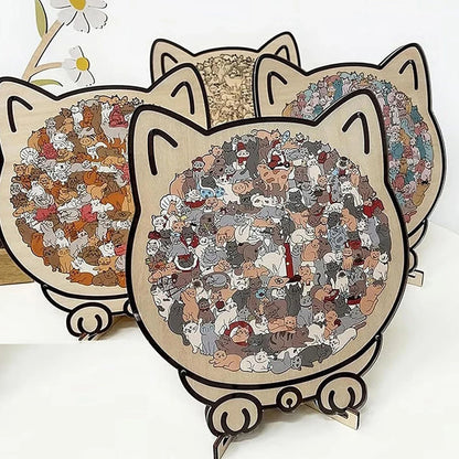 135-Piece Cat-Shaped Wooden Jigsaw Puzzle – Unique Irregular Puzzle Game for Cat Lovers, Birthday & Xmas Gift