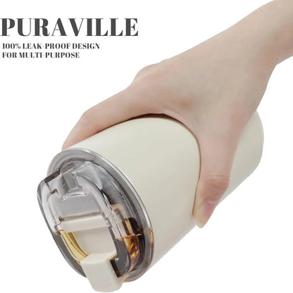 350ML Milky White Tumbler Thermos Cup - Insulated Stainless Steel Travel Mug - Vacuum Flask for Coffee and Water Bottle