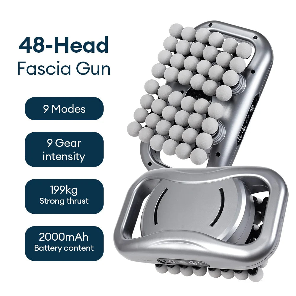 48-Head Body Massage Gun — High-Frequency Vibration Fascia Massager for Neck, Back, Waist, Thigh & Shoulder Muscle Relief