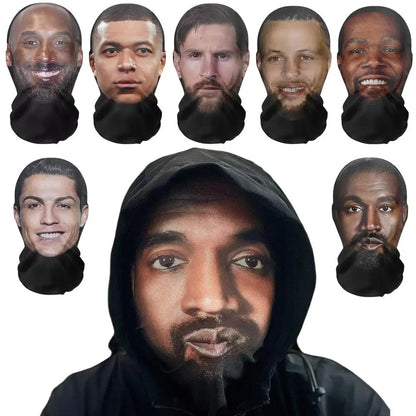 3D Balaclava Mask Hat - Seamless Kanye Face Mask for Pranks, Celebrity Hip Hop Hood Headgear