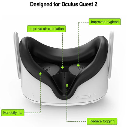 Oculus Quest 2 Face Pad Cover with Lens Protectors — Washable Silicone VR Cover for Meta Quest 2 Accessories