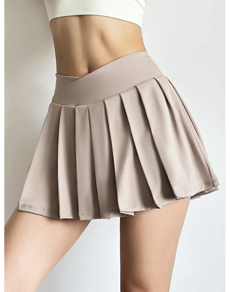 Women’s Sports Short Skirt — Summer High Waist Pleated Skirt with Anti-Walk Yoga Pants, Quick-Dry Breathable Running & Fitness Wear