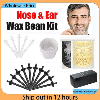Portable Nose Hair Removal Wax Set - Painless Paper-Free Wax Beans Kit for Men & Women