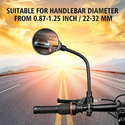 Bike Handlebar Mirrors - Rotatable and Adjustable Wide Angle Rearview, Shockproof Convex Universal Cycling Mirror