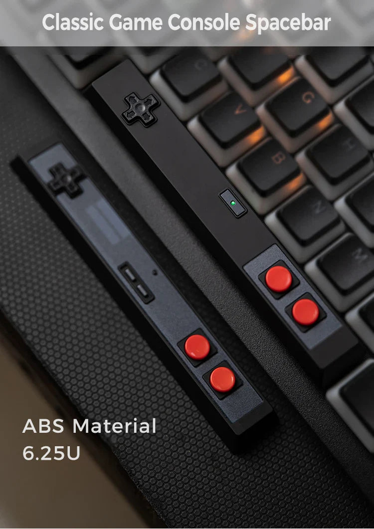 Retro Gamepad Keycap 6.25u Spacebar – Artisan ABS Keycap for MX Switches, Black & White for Mechanical Gaming Keyboards