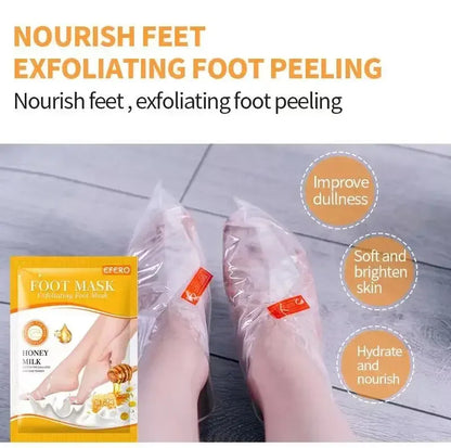 Honey Foot Mask – 1 Pair for Dead Skin & Callus Removal, Exfoliating Foot Treatment, Whitening Foot Spa & Skin Care Tool