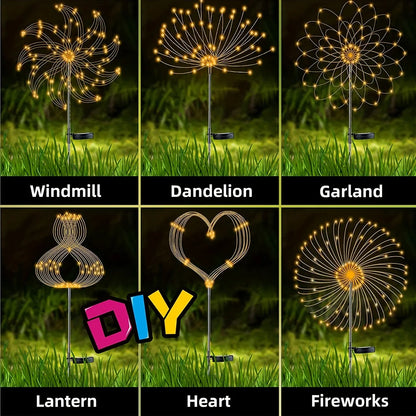 1 Pack Solar Firework Light Outdoor - IP65 Waterproof Solar Garden Flower Lights with 8 Lighting Modes - for Outdoor Lighting