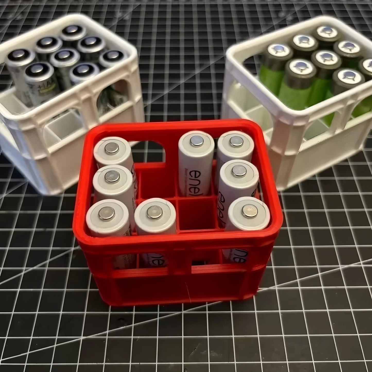 3D Printed DIY Battery Storage Box – Stackable Beer Crate for AA, AAA, and 9V Batteries Organizer