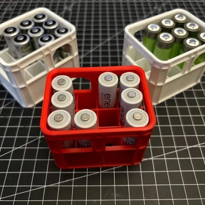 3D Printed DIY Battery Storage Box – Stackable Beer Crate for AA, AAA, and 9V Batteries Organizer