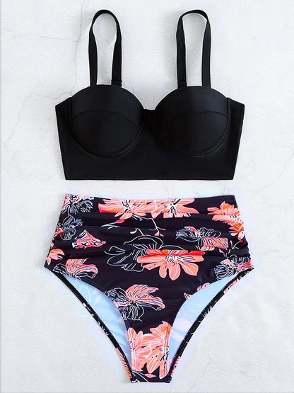 Women’s Butterfly Print Push Up Bikini Set - High Waist Padded Swimsuit for Summer Beachwear