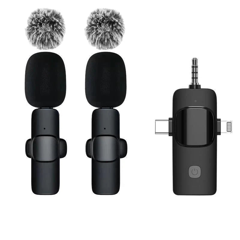 Basix Wireless Lavalier Microphone – Mini Windproof Audio Recorder with Replaceable Wool for iPhone 16, Vlog & YouTube Shooting