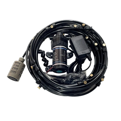 24V Quiet Misting Kit – Low Pressure Pump Spray System with Fog Nozzles for Dust Removal, Cooling & Humidification Watering System