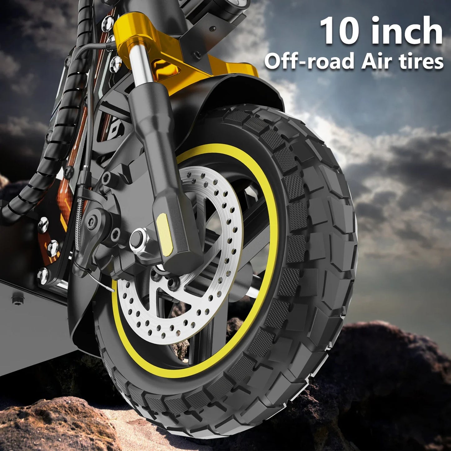 VIPCOO VS1 Electric Scooter – 700W Motor, 48V 13AH Battery, Portable Folding with 10” Off-Road Air Tires