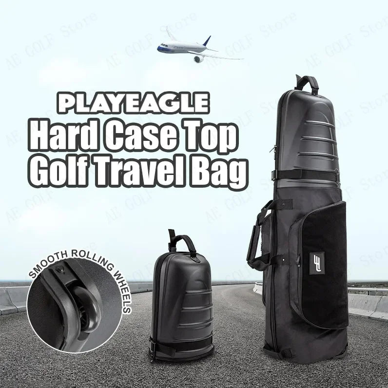 PlayEagle Hard Top Golf Travel Bag with Wheels — Foldable Hardcase with Support Rod, Portable Golf Bag 2024 HKB001