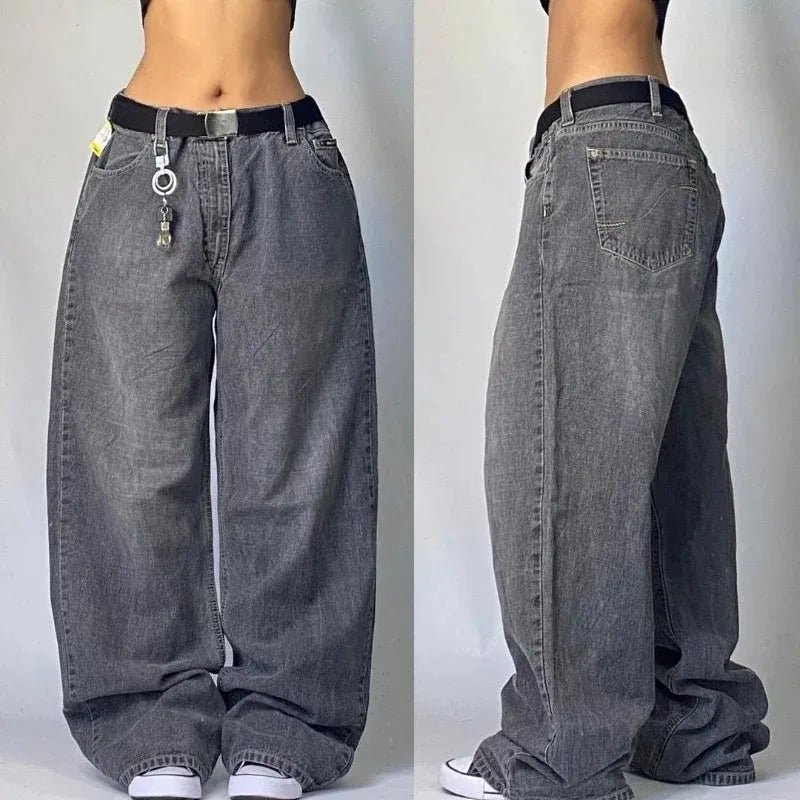 Streetwear Multi-Pocket Baggy Jeans – Y2K Hip-Hop Harajuku High-Waist Wide Pants for Men & Women