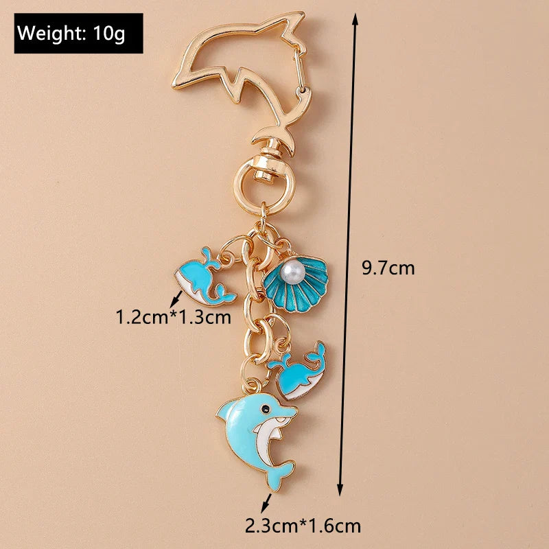 Summer Beach Shell Keychain – Octopus and Starfish Marine Life Pendant for Women, Girls, Handbag Decor, and Gifts