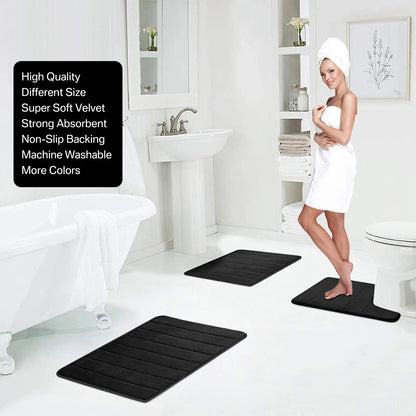 Super Absorbent Memory Foam Bath Mat - Non-Slip Bathroom Rug, Bathtub Side Floor Rug, Shower Room Doormat