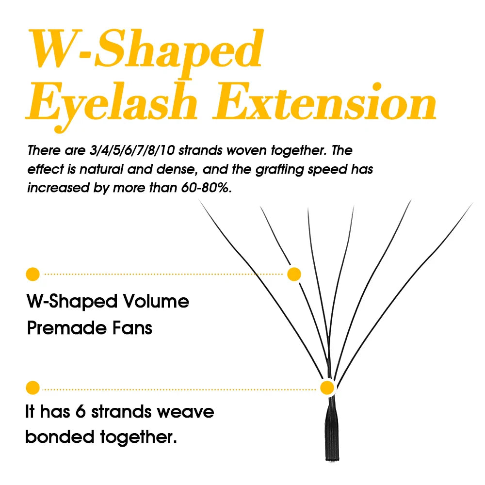 MASSCAKU W-Shaped Eyelash Extensions – 3D to 10D Natural Soft Lightweight Fans
