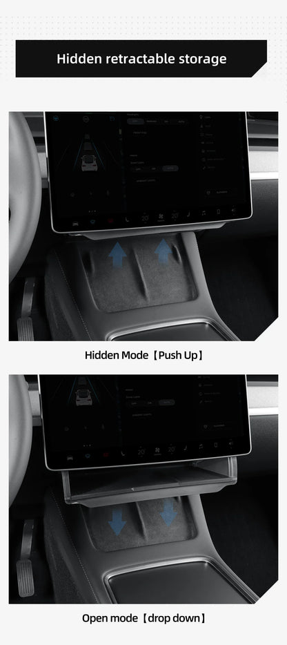 Tesla Model Y 2024 Car Storage Box – Hidden Organizer Tray Under Central Control Screen, Fits Model 3 2021-2022