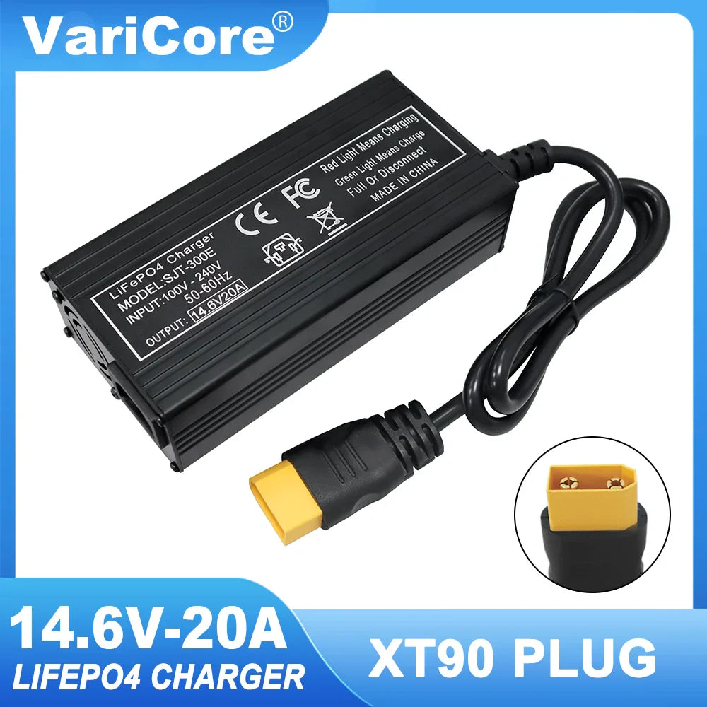 VariCore 14.6V 20A Smart LiFePO4 Battery Charger — 110-220V High-Power 4S 12V Charger for Lithium Iron Phosphate Packs