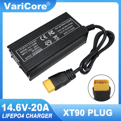 VariCore 14.6V 20A Smart LiFePO4 Battery Charger — 110-220V High-Power 4S 12V Charger for Lithium Iron Phosphate Packs
