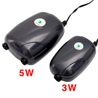 Mini Aquarium Air Pump - Single/Double Outlet Compressor with Check Valve Tube for Fish Tanks - 220V 3W/5W