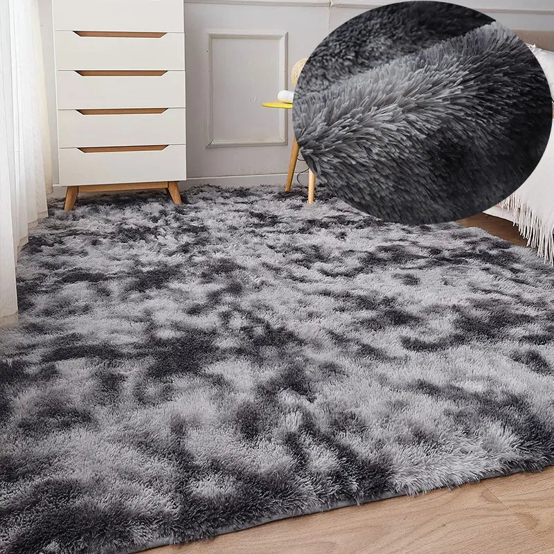 Gray Plush Velvet Area Rug – Soft Fluffy Anti-Slip Carpet for Living Room, Bedroom, Kids Room & Home Decor
