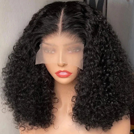 250% Density 13x6 HD Transparent Lace Frontal Bob Wig – Curly Deep Wave Human Hair, Pre-Plucked for Black Women