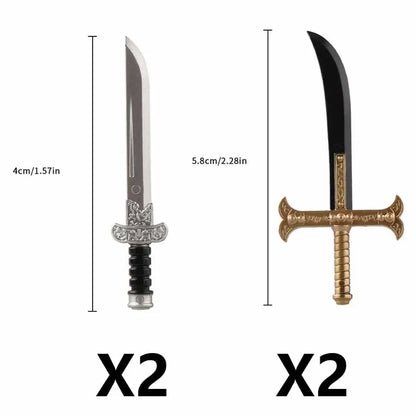 Medieval Figure Weapons Building Blocks Kit – King Sword, Lion Shield, Trident & Double-Edged Axe Battle Toy