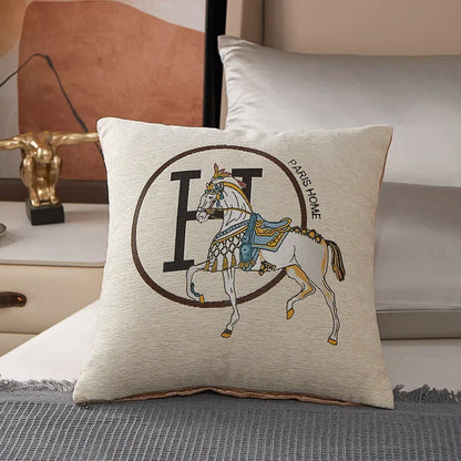 Croker Horse 45cm Throw Pillow Cover – Luxury Embroidered Cushion Cover for Sofa & Couch, 1-Pack