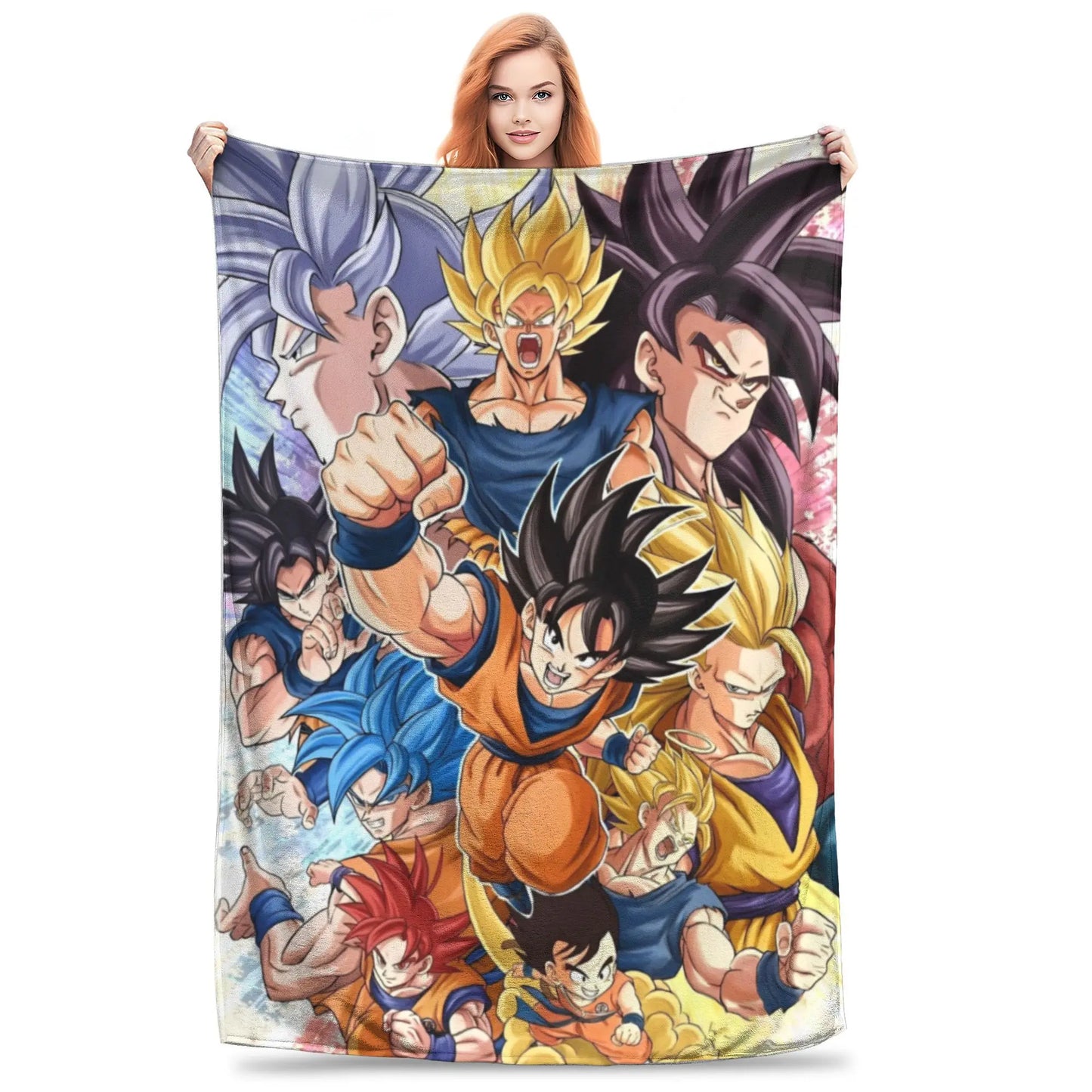 Dragon Ball Z Anime Blanket – Goku Flannel Throw for Bed & Sofa, Warm Cozy DBZ Blanket for Spring & Autumn