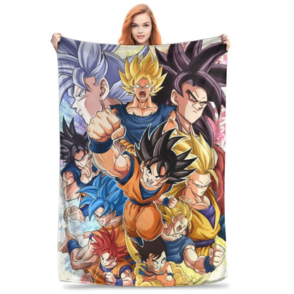 Dragon Ball Z Anime Blanket – Goku Flannel Throw for Bed & Sofa, Warm Cozy DBZ Blanket for Spring & Autumn