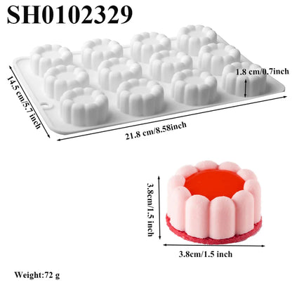 6 or 12 Cell Wavy Lace Cylindrical Silicone Cake Mold — Mousse & Dessert Baking Tool for Party Pastry