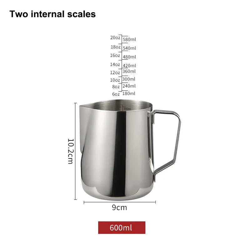 Stainless Steel Milk Frothing Pitcher Jug – 100ML–2000ML Espresso Barista Latte & Cappuccino Cream Foam Maker Cup