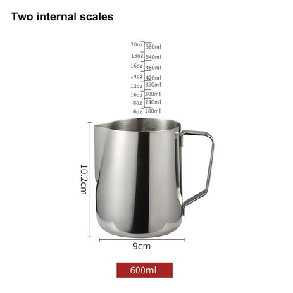 Stainless Steel Milk Frothing Pitcher Jug – 100ML–2000ML Espresso Barista Latte & Cappuccino Cream Foam Maker Cup