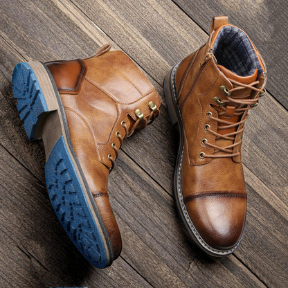 2023 Retro Men’s Leather Boots – Comfortable Spring Fashion Boots, Size 7-13