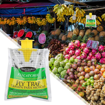 Hanging Fly Trap Bags – Non-Toxic, Water-Soluble Disposable Fly Catchers for Home & Garden
