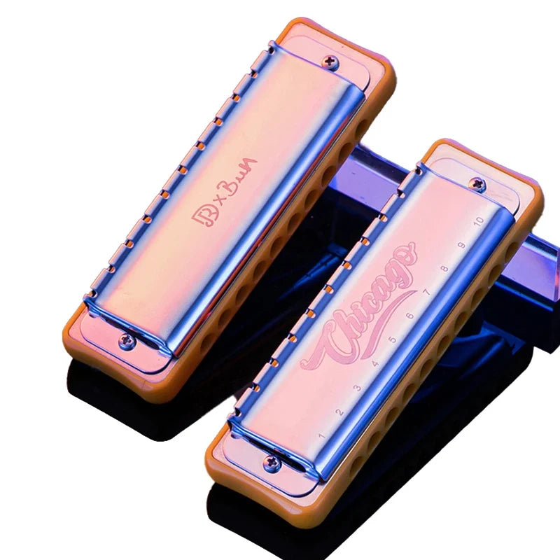 JDR Chicago Blues Harmonica - Professional 10-Hole Diatonic Mouth Organ
