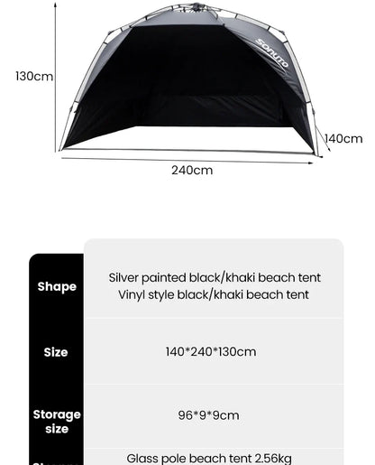 Sonuto Outdoor 3-4P One-Touch Camping Tent – Automatic Quick Open Beach, Fishing, Picnic & Family Travel Tent with Anti-UV Shade