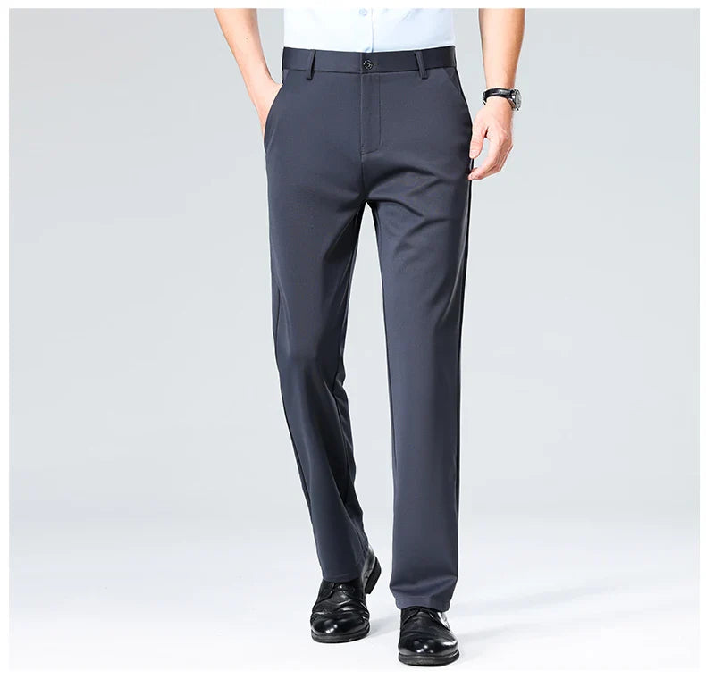Plus Size Men's Business Suit Pants – Stretch Formal Dress Trousers | Classic Black for Big Men