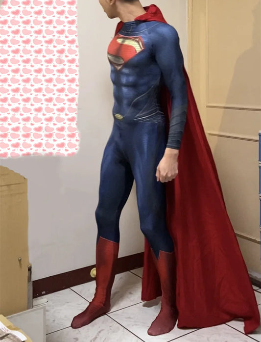 Adults Man of Steel Cosplay Costume — Superhero Zentai Bodysuit Jumpsuit for Halloween & Parties