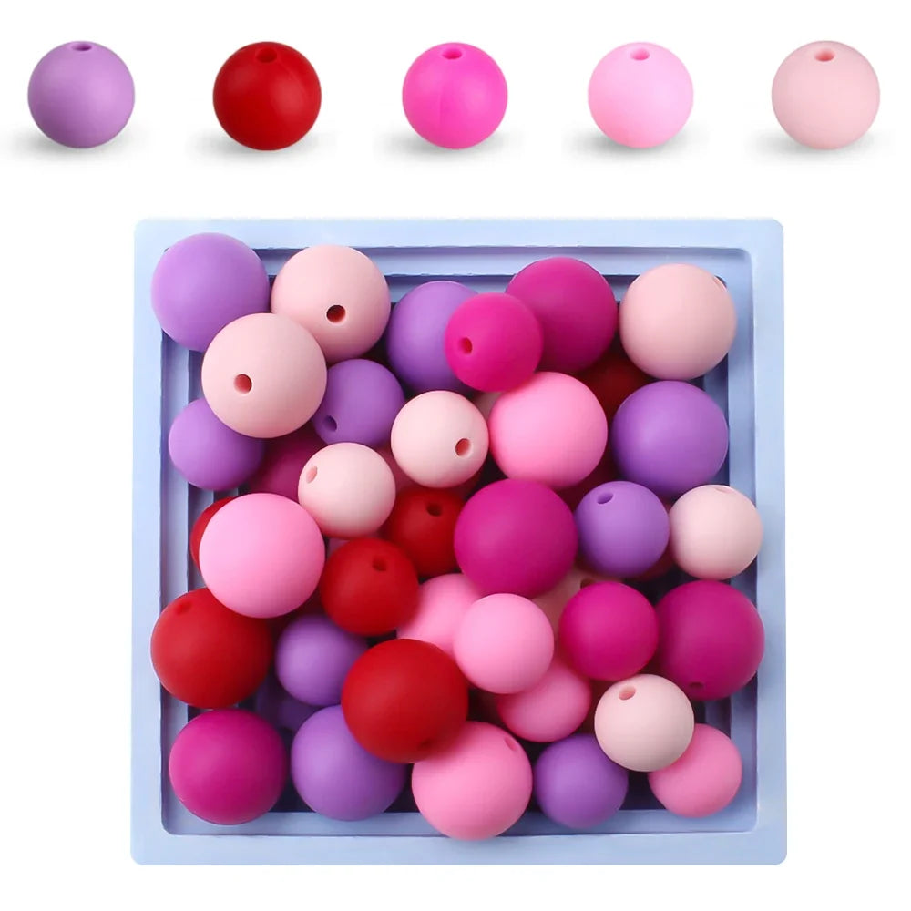 15mm Silicone Beads Set - Colorful Loose Beads for DIY Keychains, Jewelry & Beaded Pen Crafts