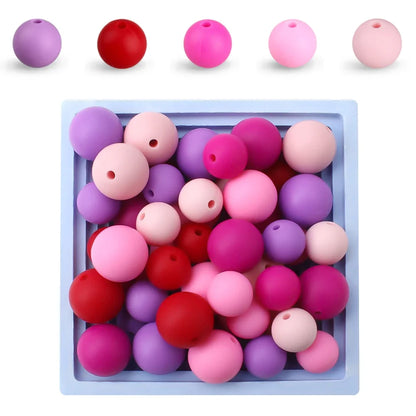 15mm Silicone Beads Set - Colorful Loose Beads for DIY Keychains, Jewelry & Beaded Pen Crafts