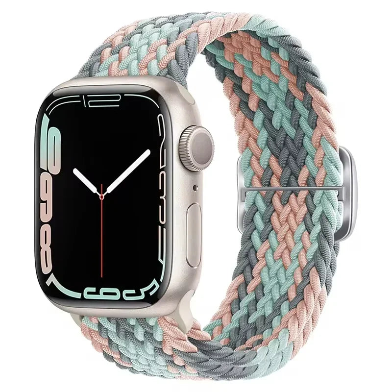Braided Solo Loop Apple Watch Ultra Band – Elastic Nylon Sport Bracelet for iWatch SE, Series 3–9 (38mm–49mm) Strap