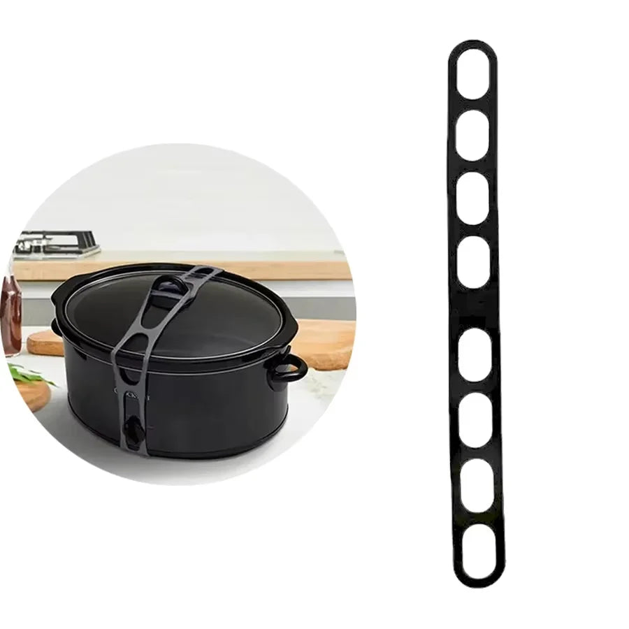 Reusable Silicone Pot Lid Strap – Universal Adjustable Lid Holder for Clay Pots, Stew Pots & Flat Bottom Cookware, Outdoor Use Kitchen Tool