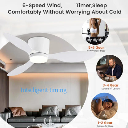 LED Ceiling Mounted Fan Light - Nordic Style Decorative Ceiling Fan for Living Room, Restaurant, and Minimalist Household Use
