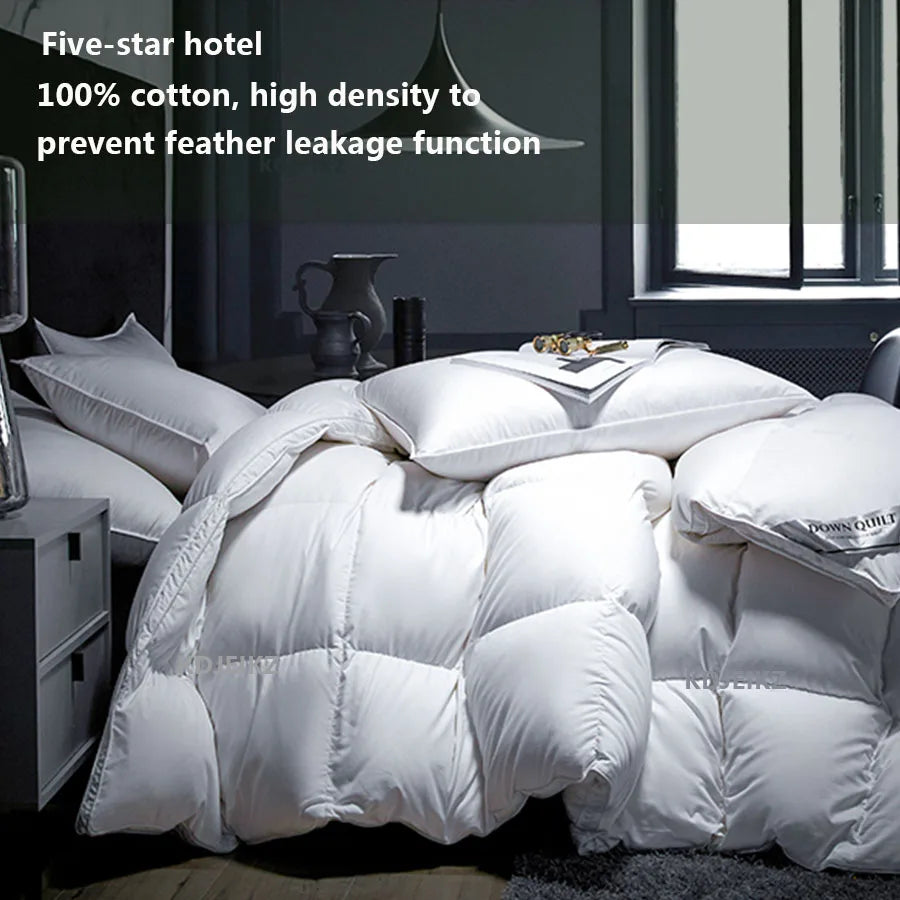 KDJEIKZ Winter Cotton Goose Down Quilt – Five-Star Hotel Duvet, Super Soft & Fluffy for Queen, King & Full Size, All-Season Blanket