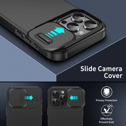 Shockproof Case for iPhone 16, 15 Pro Max, 15 Plus, 14 Pro Max, 13, 12, 11 – Slide Camera Protective Cover