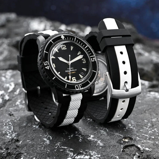 Strap for Swatch X Blancpain Five Oceans – High Tensile Sport Waterproof Silicone Watch Band, 22mm for Men & Women, Fifty Fathoms